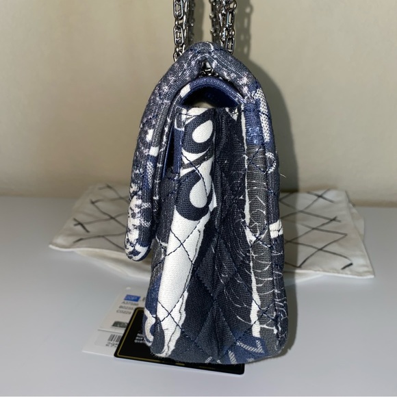 Auth Chanel Graffiti Small Reissue 225 Double Flap Classic Jersey Knit Bag - Picture 7 of 15
